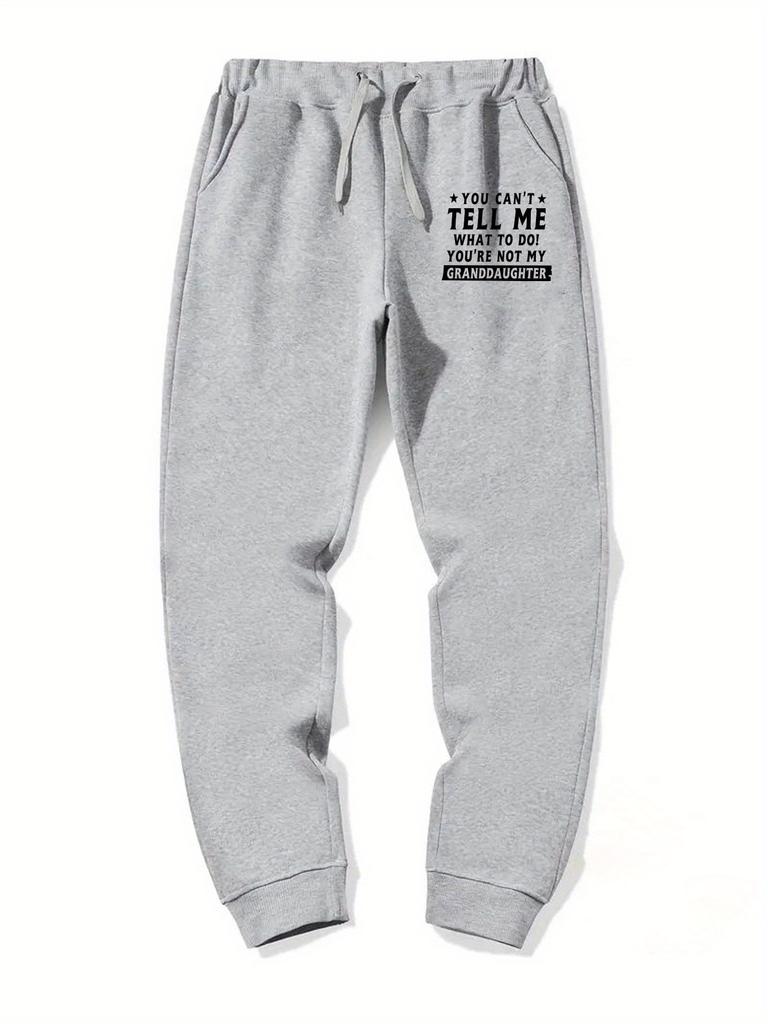 Star-quote Men Jogging Pants Pocket Funny Rebellious Slogan Print, Leg Star Letter Design, Relaxed Breathable Sweatpants for Daily Casual Outings