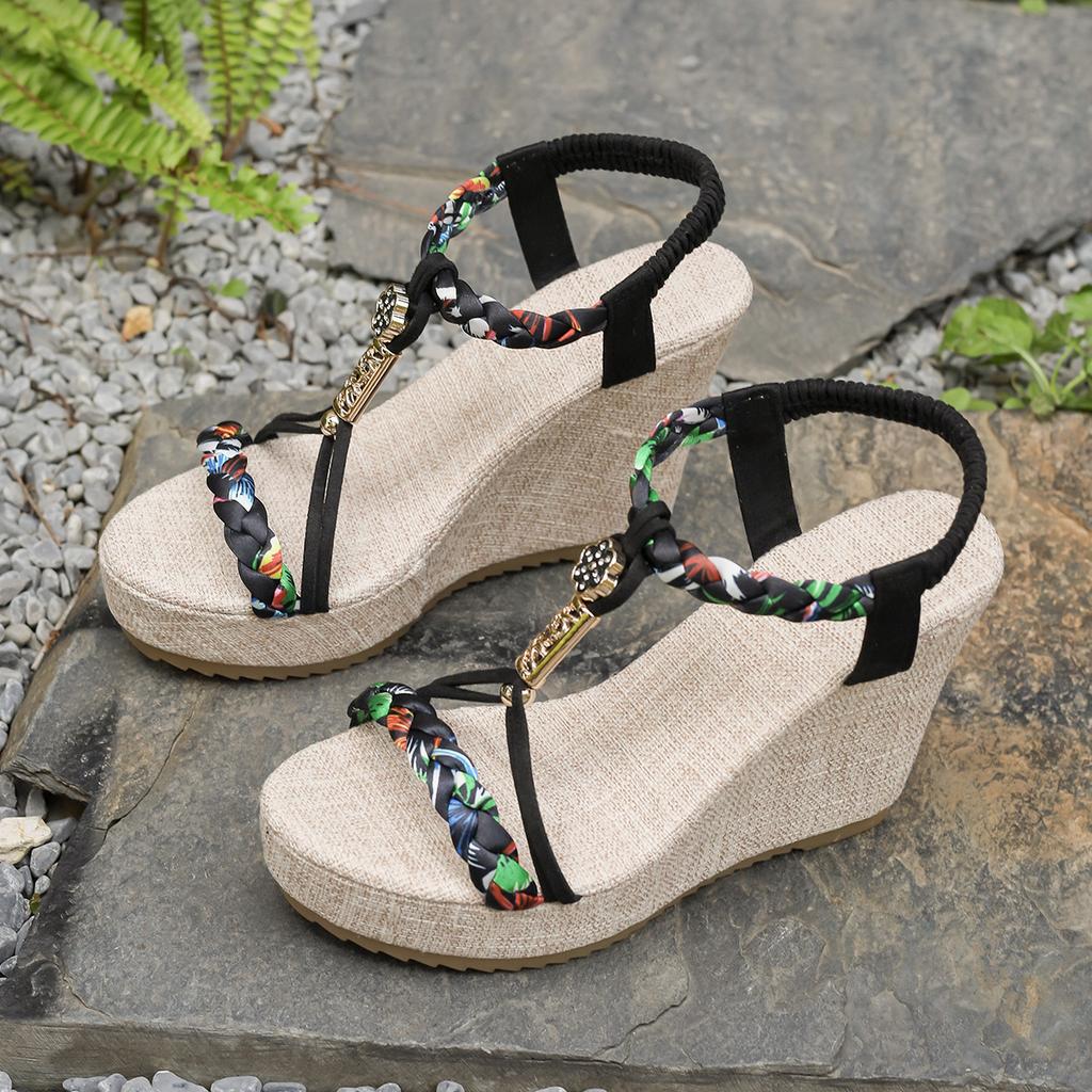 Mode Damen Sandalen Mode T-Riemen Plateau lässige Sandalen Damen Keilschuhe Frau Sommer Täglich Offene Zehen Hohe Absätze Sandalias Weiblich