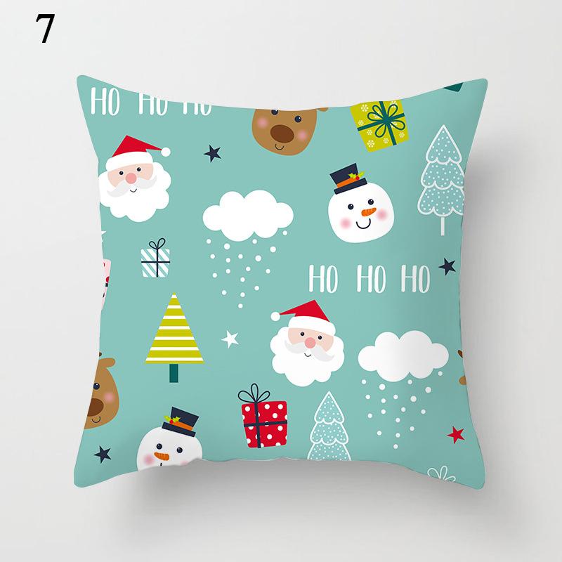 Christmas Cartoon Santa Claus Elk Penguin Decorative Pattern Pillow Case Bedroom Living Room Sofa Cinema Car Throw Pillow Case