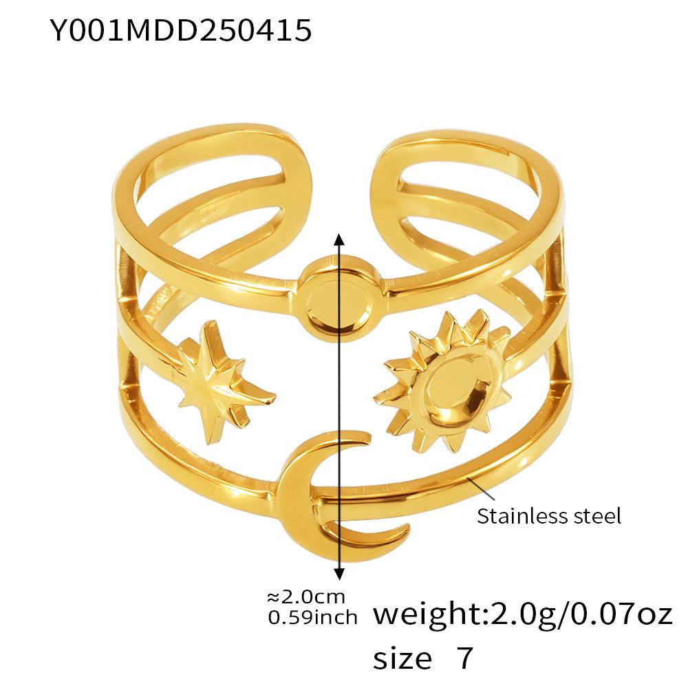 

18k Gold-Plated Irregular Geometric Stainless Steel Fantasy Ring Size 7