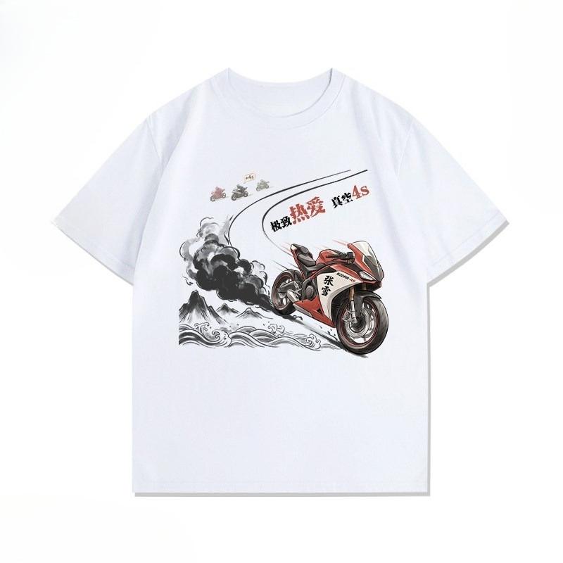 ZXMOTO Surrounding Motorcycles Enthusiasts Pure Cotton TShirt for Unisexs Clothing and Womens Summer Version 2026 New T Shirt S