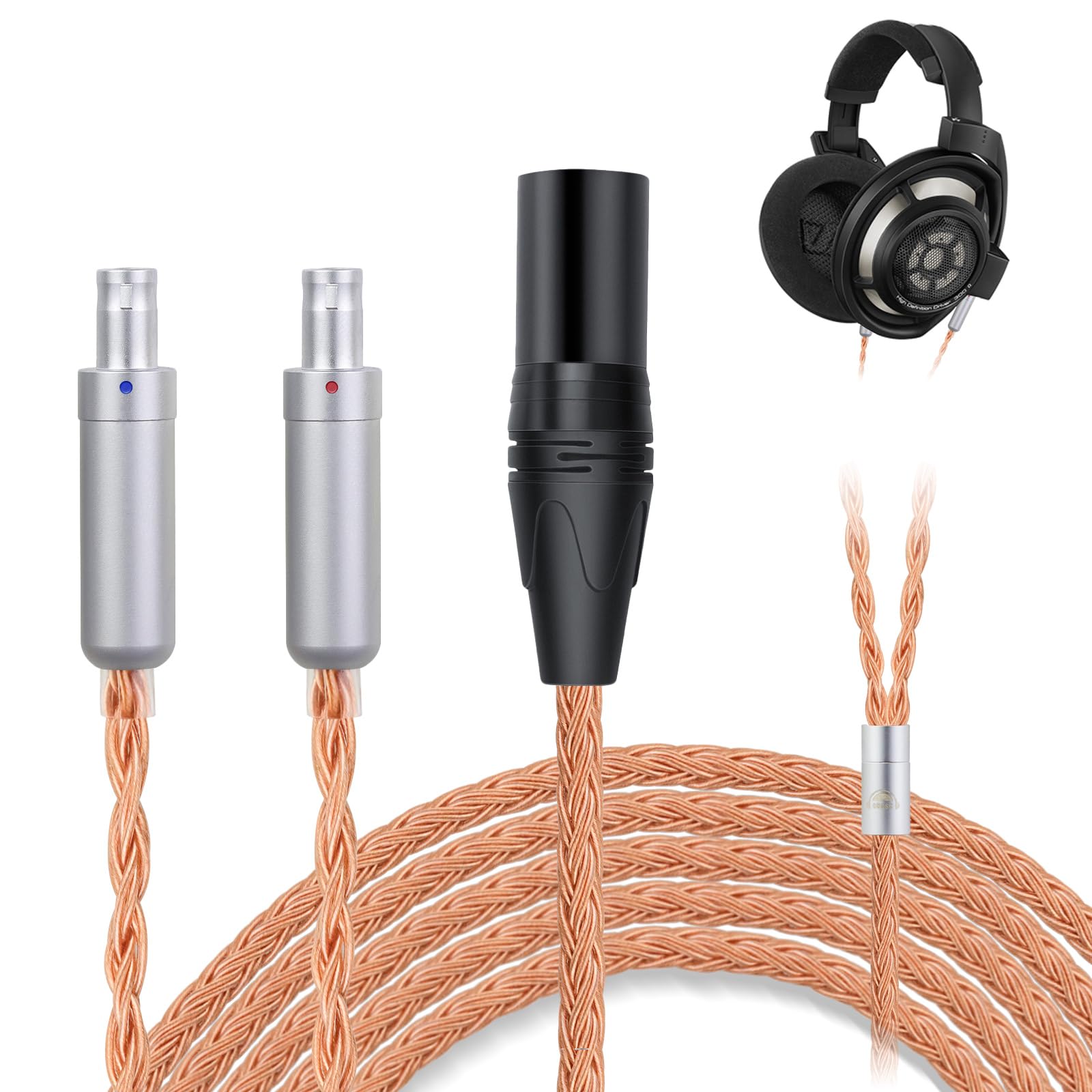 

okcsc ZT16 Headphone Cable HD800 Replacement Cable for Earphones and Headphones 16 Core Pure Copper for SENNHEISER Compatible with D1000 Length 4Pin