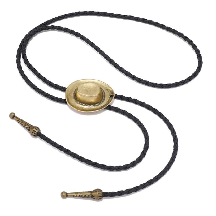 Bolo Tie Braided Rope 3D Cowboy Hat Western Necklace Costume Accessory for Men