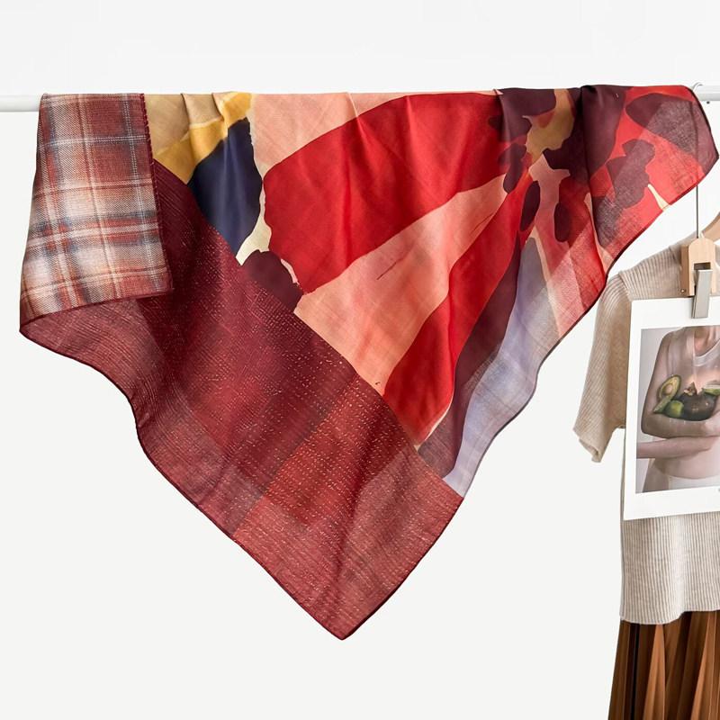 Polka dot double-sided heterochrome ethnic style retro 91 velvet large square scarf silk scarf women's spring and autumn warm shawl scarf scarf