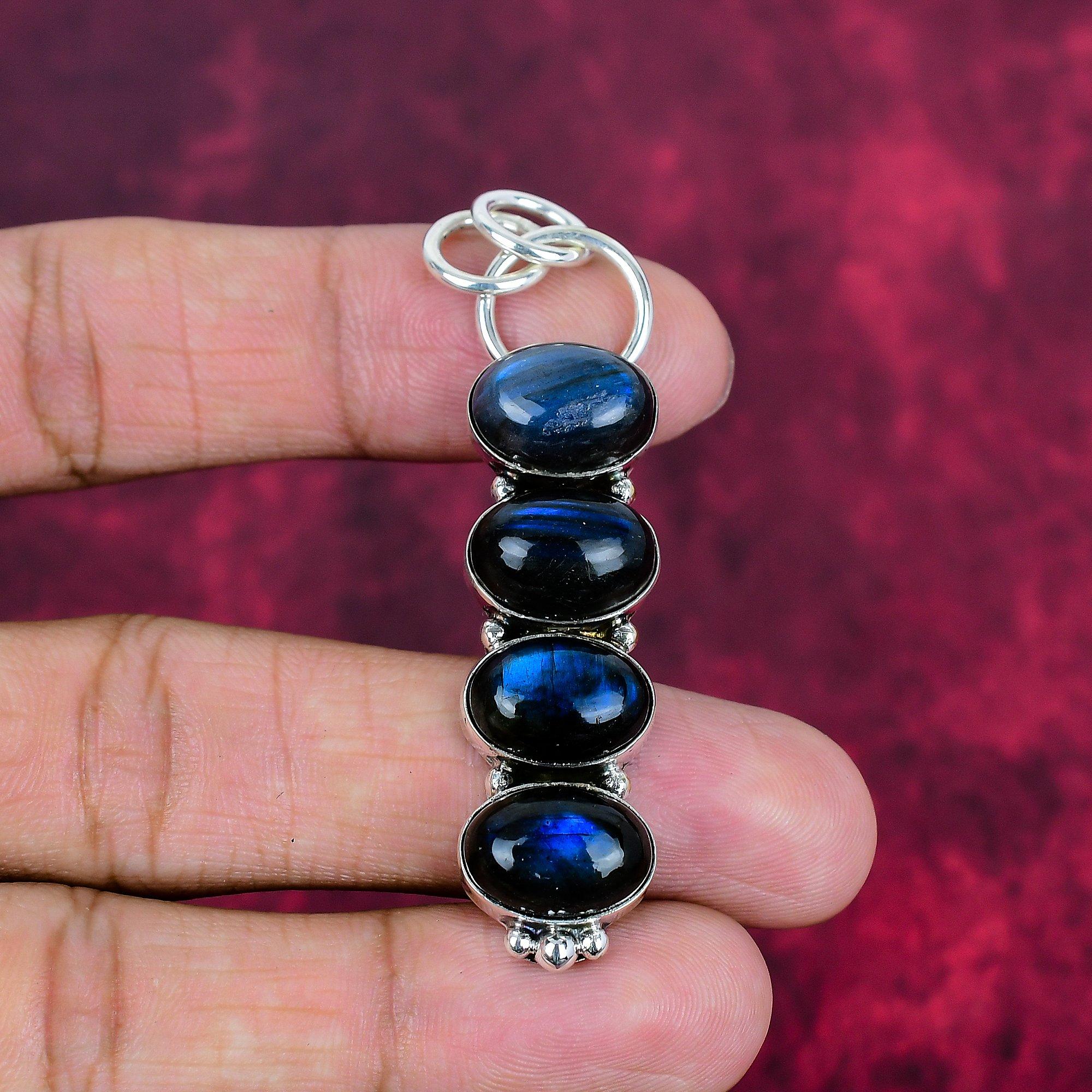 

Подвеска из лабрадорита, ручная работа, драгоценный камень, серебряный кулон 925 пробы, антикварная бижутерия, для подарка, серебряные украшения 2.63 Inches синий