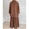 2 pezzi camicia a maniche lunghe + gonne Eid donne musulmane eleganti set Abaya Dubai Turchia islamico casual top tinta unita gonna moda