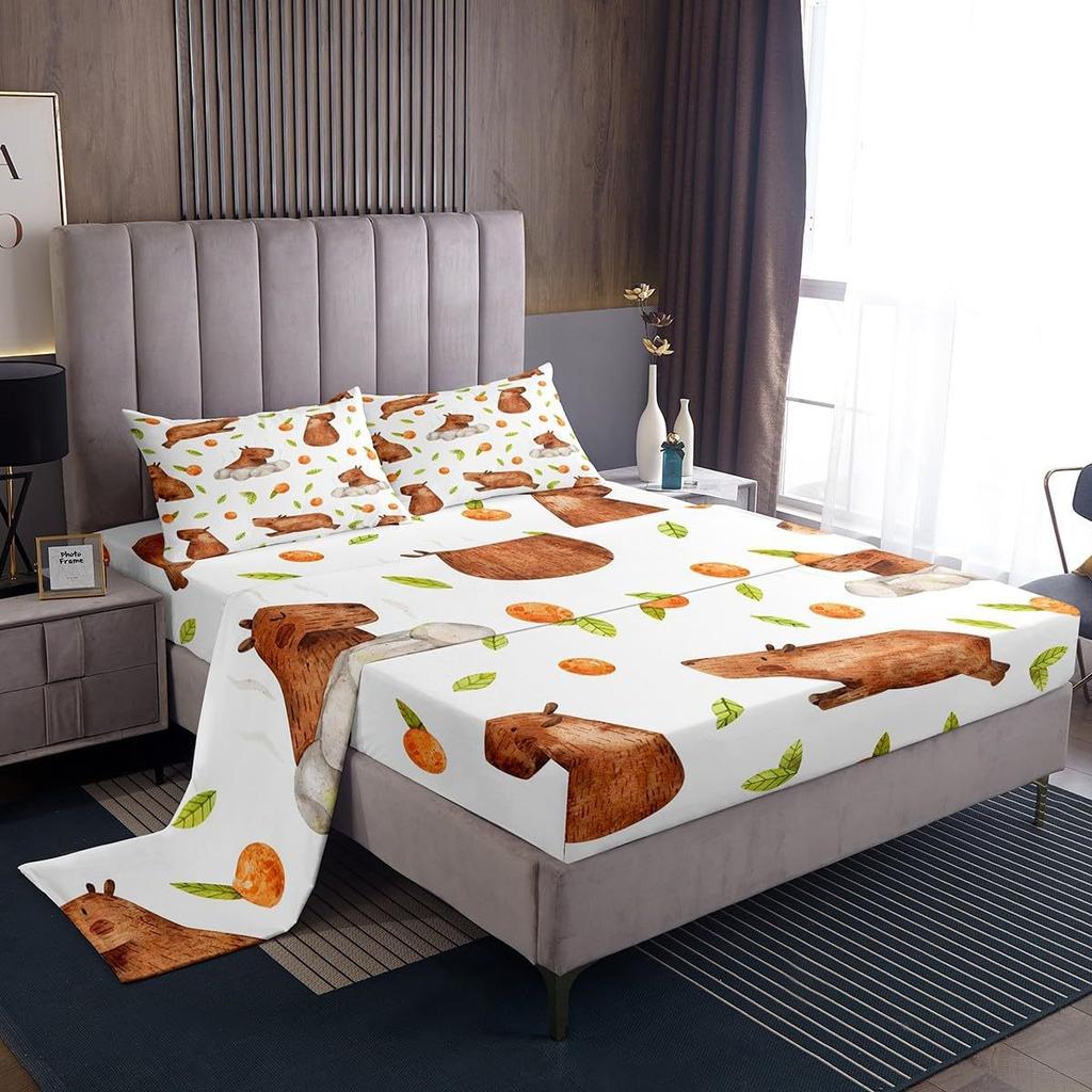 Cartoon Animal Dog Pattern Bed Hat Four-Piece Bedding Set Bedroom Dormitory Bedding Decoration