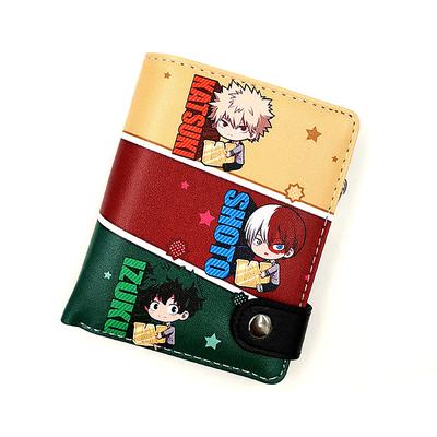 אנימה Midoriya Izuku ארנק PU קצר לגברים ארנק מטבעות חמוד עם שכבת כרטיסים