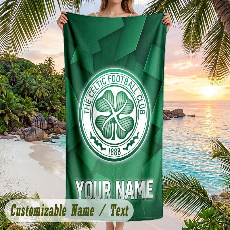 Beach Towel Celtic FC Print Custom Name Text Soft Towel for Swimming Pool