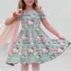 New Summer Dress Fashion Cartoon Cute Hello Kitty 3D Print Dresses Kids Short Sleeve Princess Girls Party Children Clothes