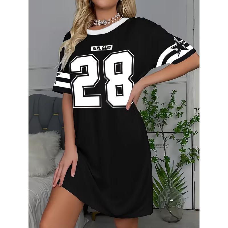 Mid-length dress with contrasting color design, suitable for both going out and at home