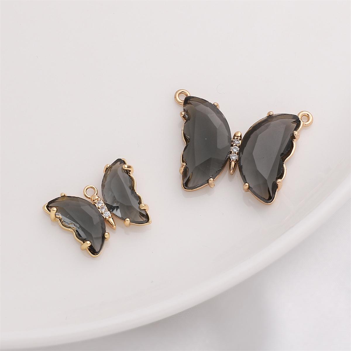 

1 шт./пакет, медь, инкрустация цирконом, большая бабочка, подвеска с двойным отверстием для ювелирных изделий ручной работы DIY 15x20mm*1pcs
