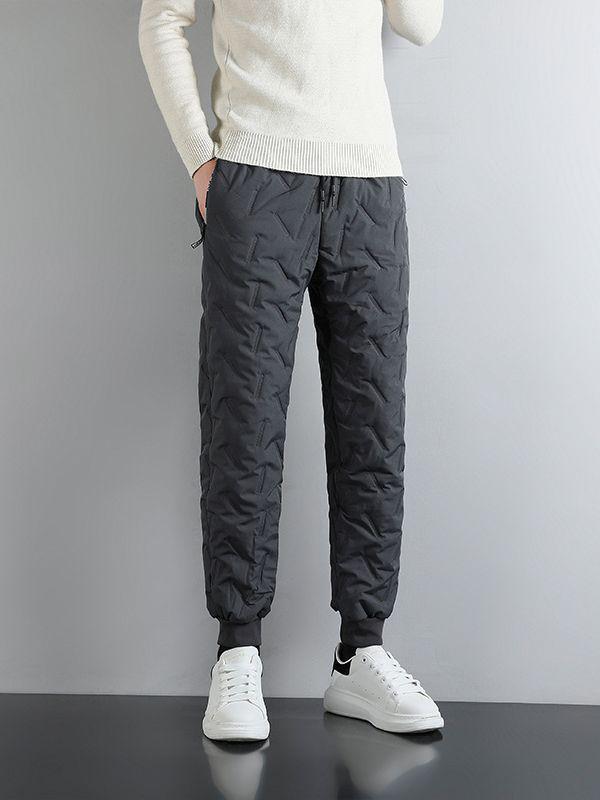 Herren Übergröße Winter Lammfell Baumwollhose - Warm, Locker, Gerade Freizeithose