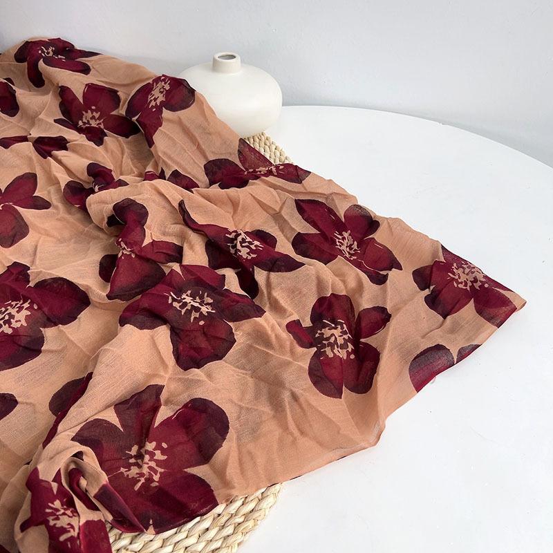 Ins Flower Print Cotton Scarf Women Shawls And Wraps Lady Travel High Quality Large Vintage Scarves 110*220cm