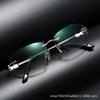 Diamond Trimming Rimless Square Reading Eyewear Far Near Dual Purpose Women Eyeglasses Metal Frame Antifatigue Men Glasses