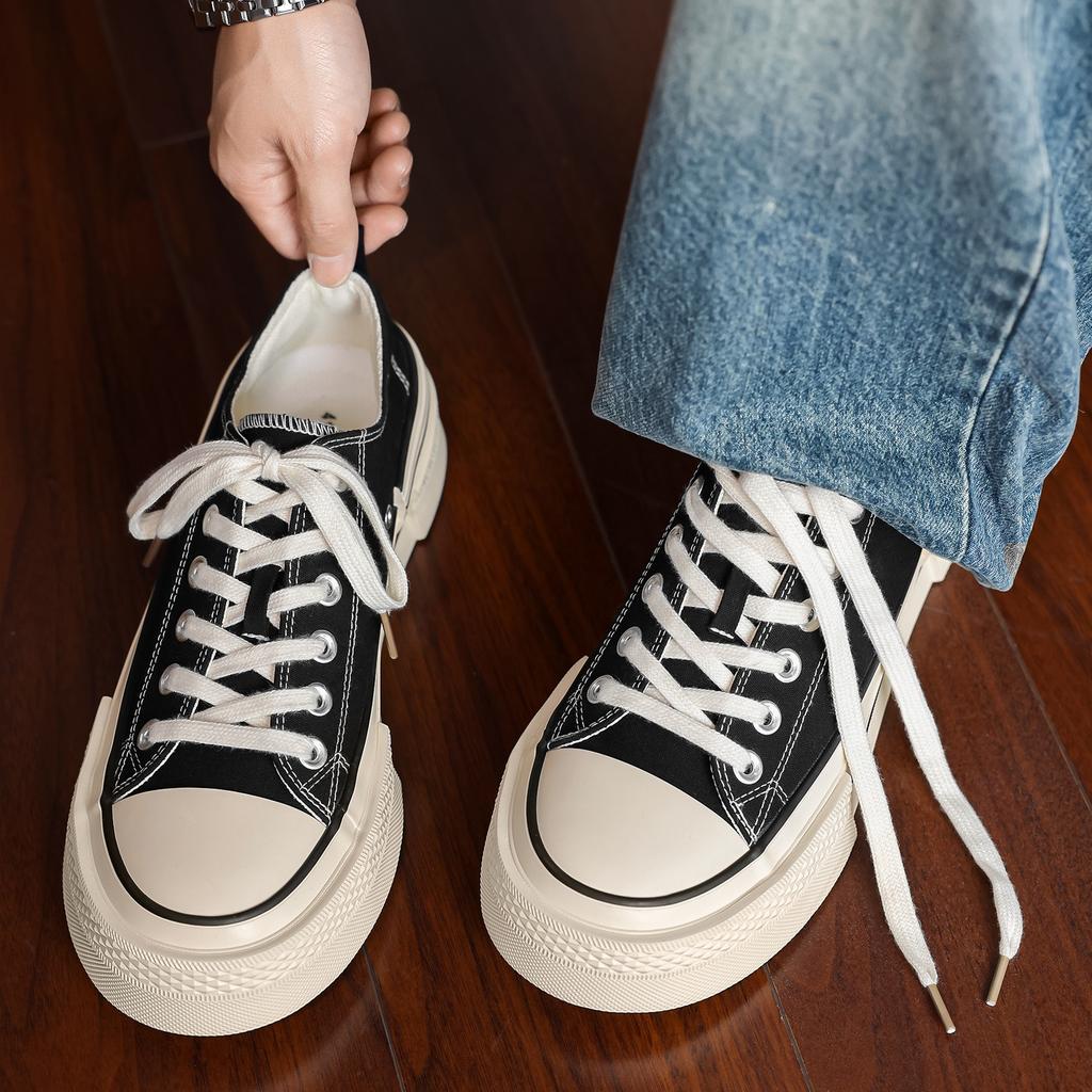 New Men Vulcanized Shoes, Lightweight Anti-slip Wear-resistant Low Top Trend Sneakers, Versatile Fashion Casual Skate Footwear