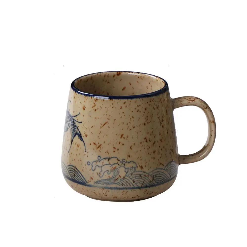 Retro Nordic Ceramic Cup Creative Underglaze Color Home Large Capacity Mug Office Coffee Cup Milk Cup Handmade Decorative Crafts