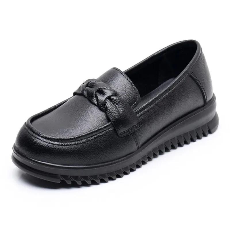 Dámské boty z pravé kůže Ploché mokasíny Boty Dámské Pohodlné Klínkové Dámské Ležérní Boty Měkké Hovězí Kůže Jednoduché Boty pro Maminku