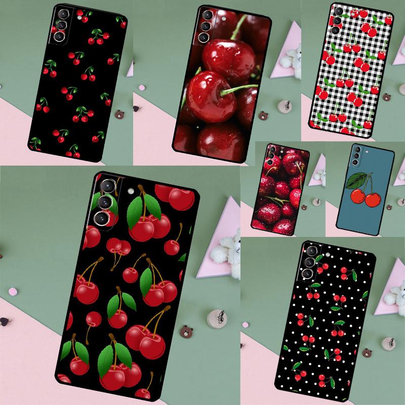 Food Fruit Red Cherry Case For Samsung Galaxy S26 Ultra S25 S23 S22 S21 S24 Ultra S10 S20 Plus S25 FE Phone Cover