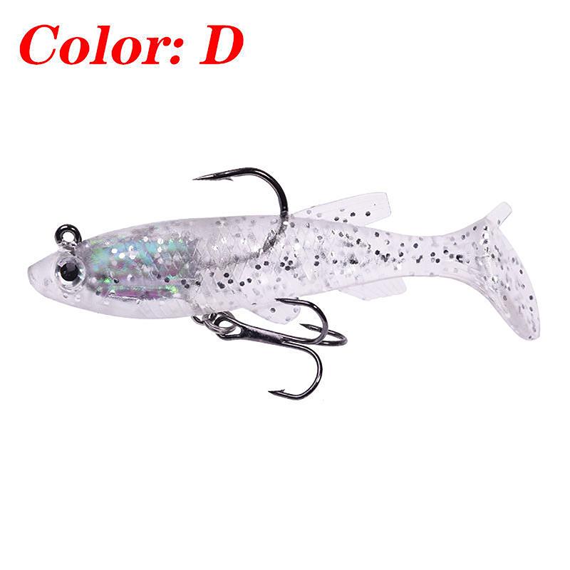 T-Tail Soft Bait Package Lead Bait Fake Bait Set 7.5Cm/12G Fishing Cocked Mouth Bass Bionic Double Hook Road Sub-Bait