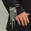 SHIXIN Multi-Layer Beaded Tassel Brooches Women Exquisite Heart Imitation Pearl Pendant Brooch Pin Versatile Clothing Accessory
