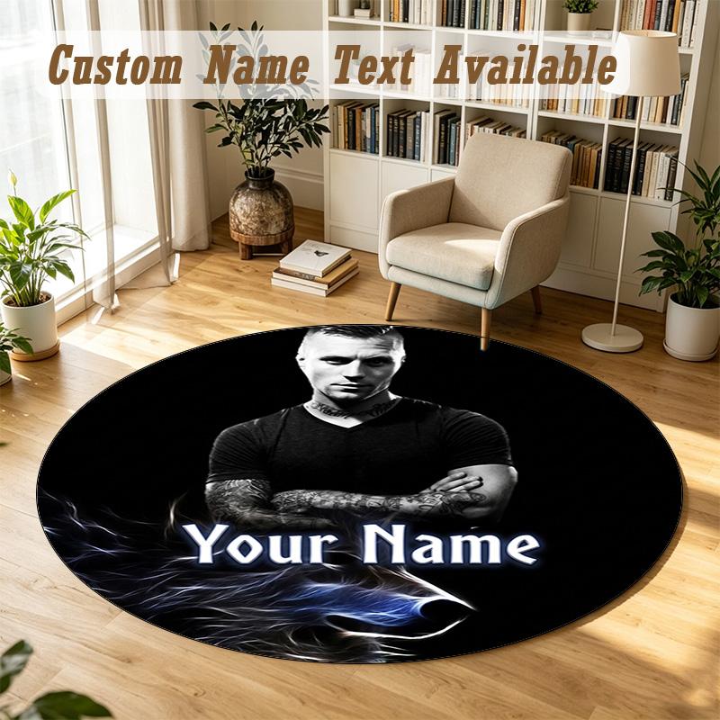Round Rug Custom NameKontra K Pattern Non Slip Carpet Home Floor Decor