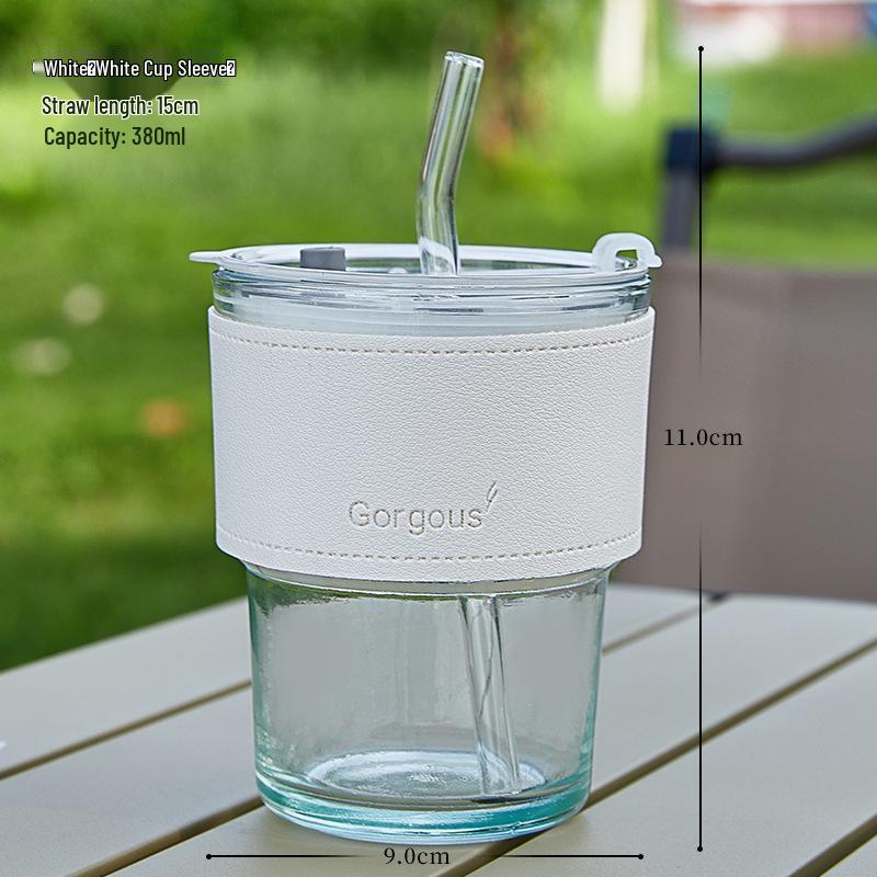 Bamboo Joint Double Drink Glass with Lid - Customizable Logo Coffee Cup