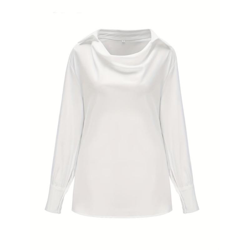 Fashion Elegant Swing Collar Loose Women Shirt Solid Color Simple Office Long Sleeve Top Casual Spring Autumn Shirt Woman Clothing