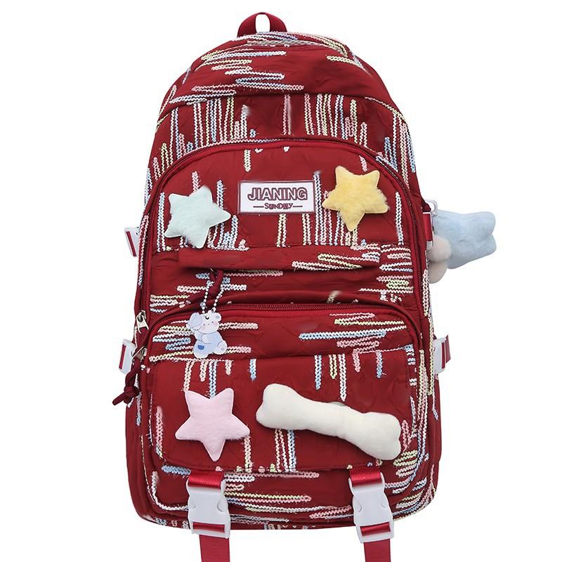 Children's Schoolbags Elementary School Girls Junior High School Students Cute Girl Striped Backpack