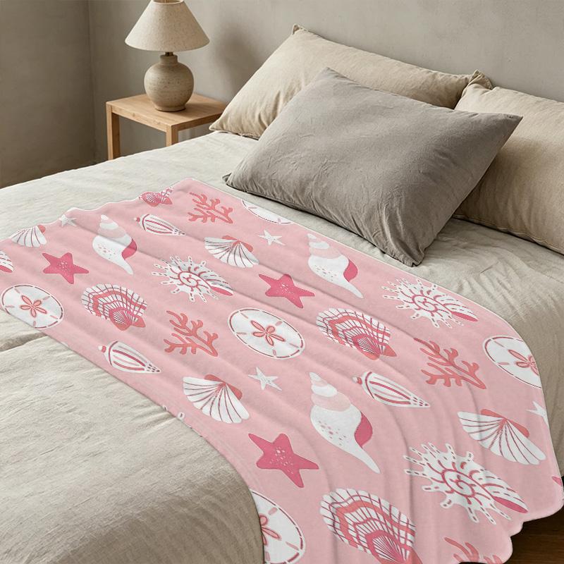 Soft Pink Flannel Blanket Non-Pilling Ocean Themed Warm Throw, Cozy for Maternity, Home Decor, Christmas & Halloween