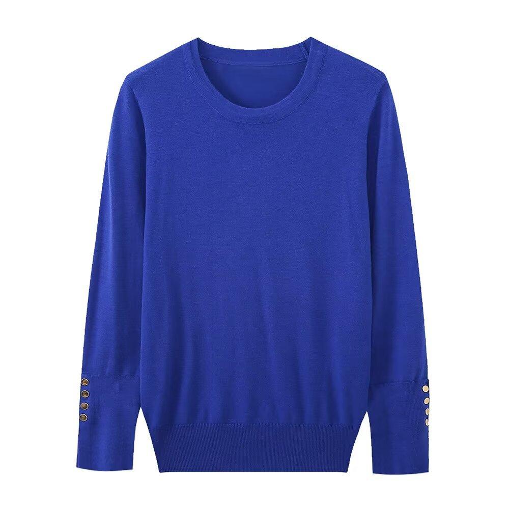European and American style, new women's clothing, foreign style, fashionable basic plain weave knitted sweater 8851171