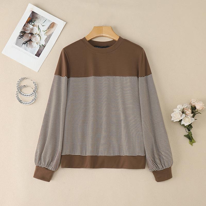 ZANZEA Women Casual Round Neck Long Sleeve Stripe Blouse