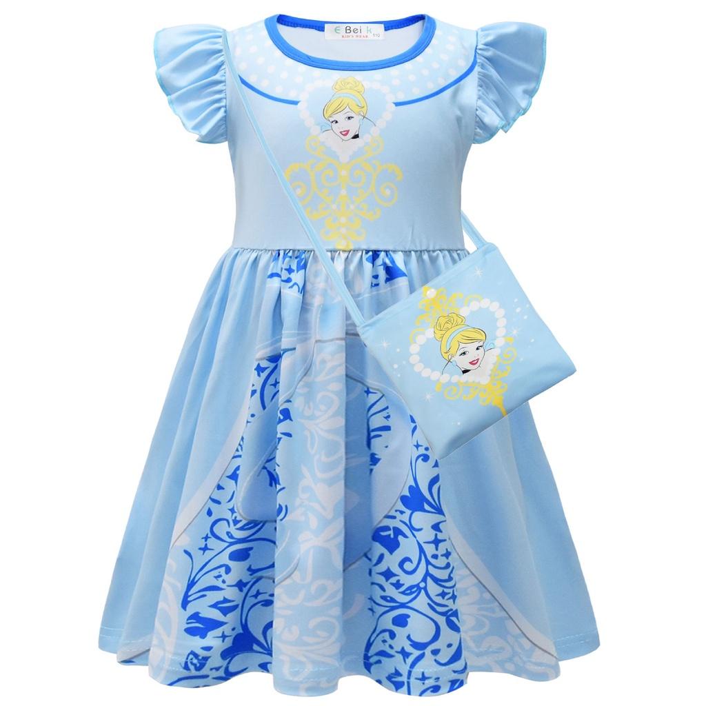 Disney Princess Dress Belle Ariel Elsa Cosplay Bag Halloween Party Costume