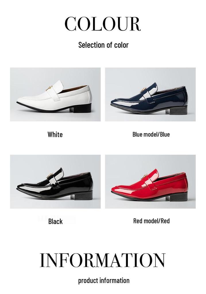 Trendy Men's Red Glossy Leather Pointed Toe Shoes - Breathable, Versatile, Formal Wear for Spring/Summer