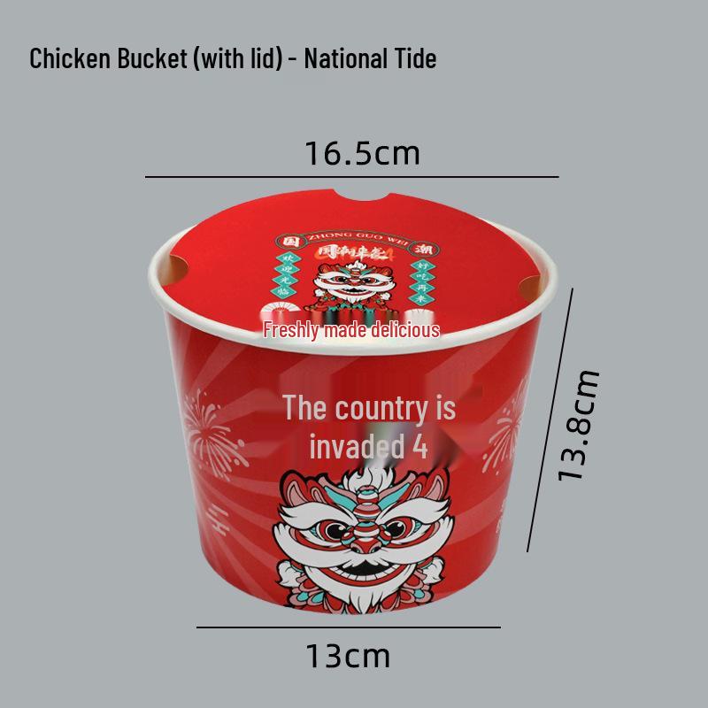 Snack Platter Box: Small Snacks & Fried Chicken Family Bucket with Four-Compartment Round Plate