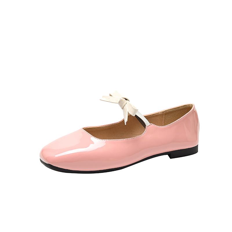 Fashion Flat Shoes for Women 2025 New Spring and Autumn Bow Shallow Mouth French Retro Ballet Red Mary Jane Shoes Large Size 44 43