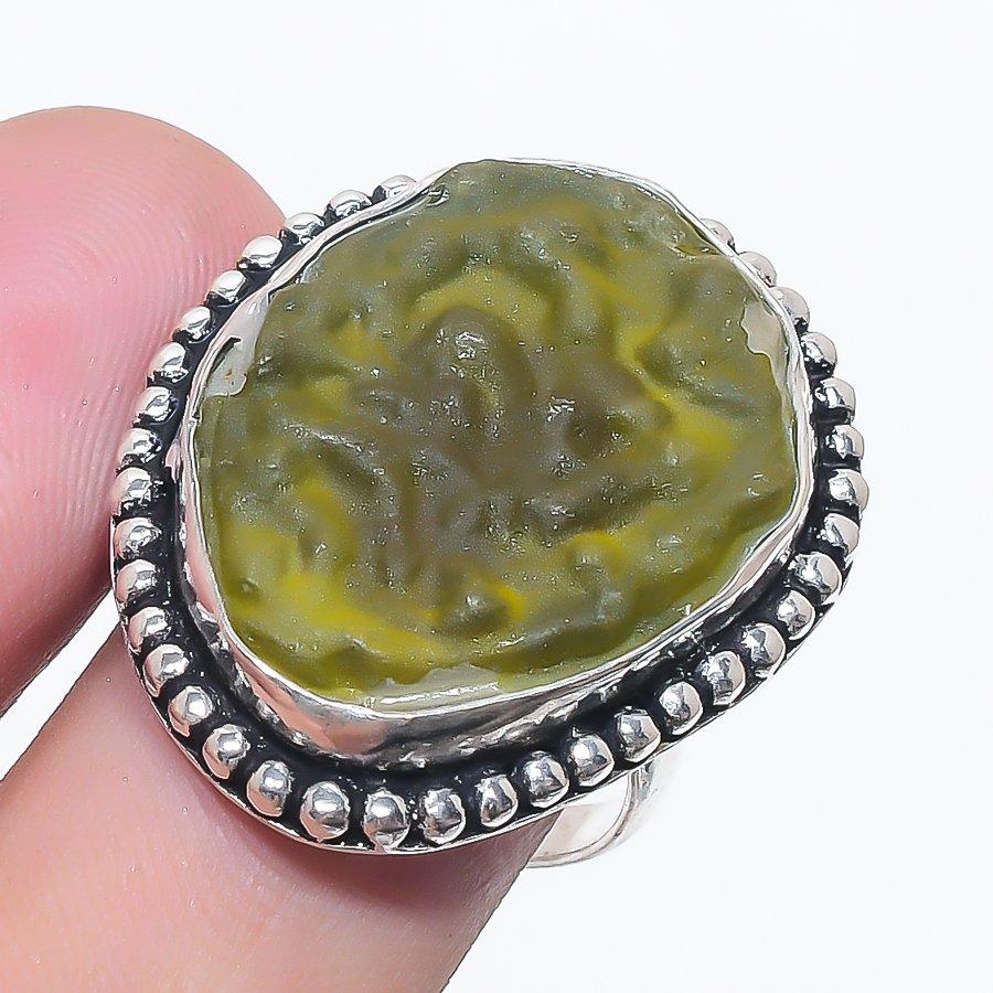 

Натуральный молдавит кварц драгоценный камень 925 стерлинговое серебро ювелирное кольцо размер 9 k7z07