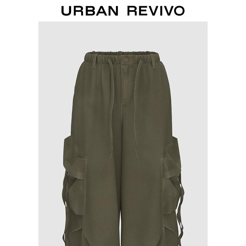 UR 2025 Autumn Women's Workwear Drawstring Wide-Leg Pants