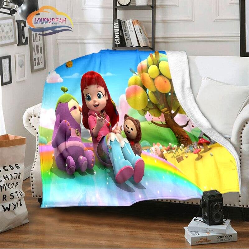 3D-tekenfilmserie Rainbow Ruby Kinderdeken Lulu en beer schattige deken Intelligentie en avontuur deken Animatie deken