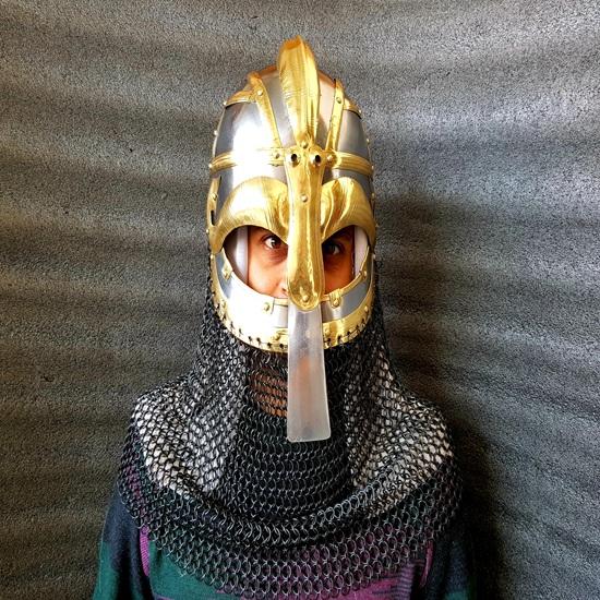 Viking Chainmail Helmet Vandal Medusa Steel and Brass Helmet Hand-Forged Chainmail Armor Medieval Warrior Gift