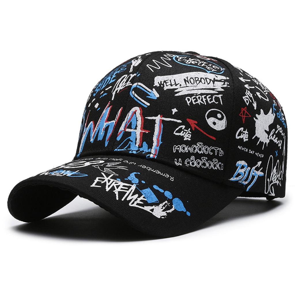 Cappellino da Baseball Hiphop con Stampa Graffiti Regolabile Protezione Solare Traspirante Estivo da Esterno Per Uomo e Donna