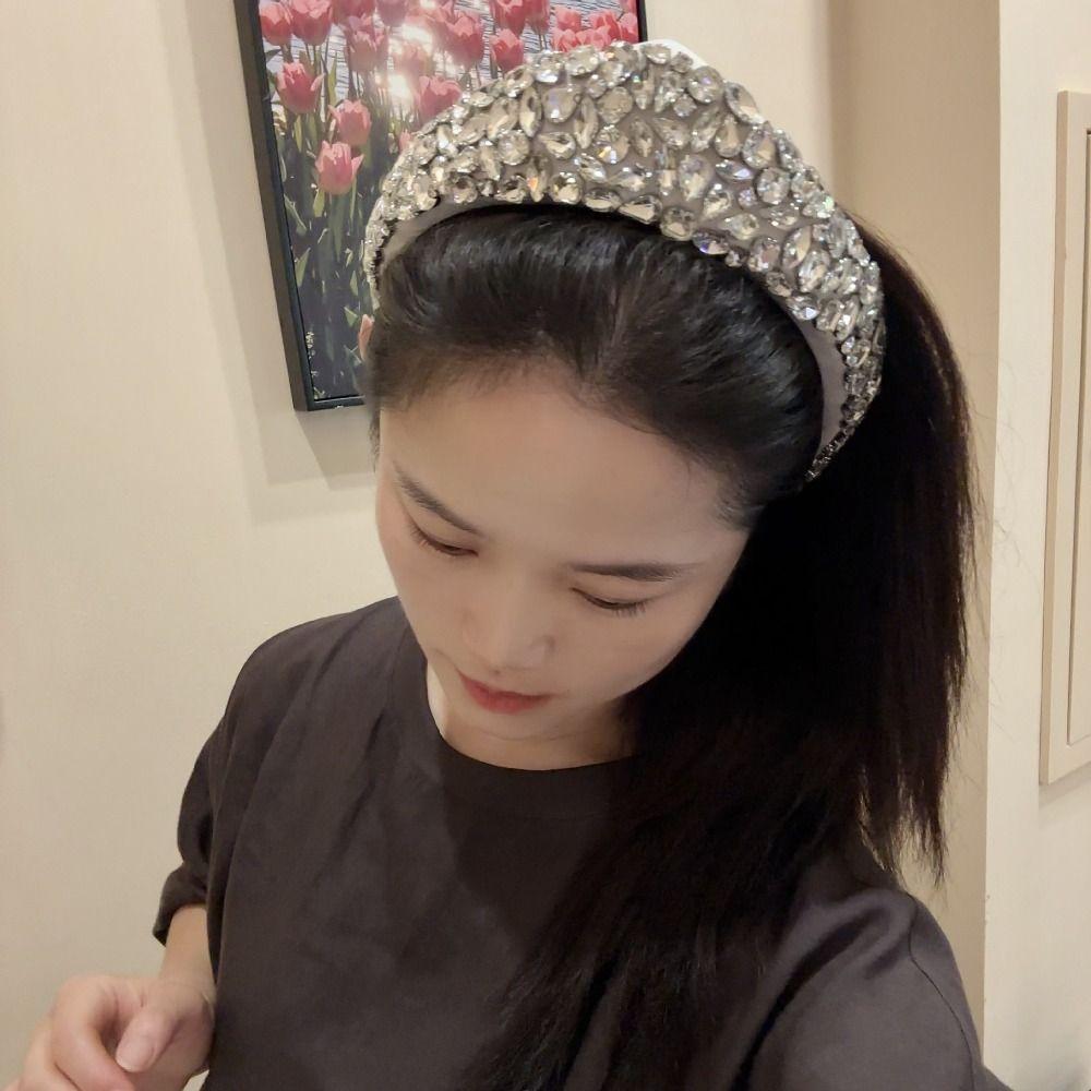 Black Color Crystal Gem Headband Rhinestone Padded Diamante Headband for Washing Face