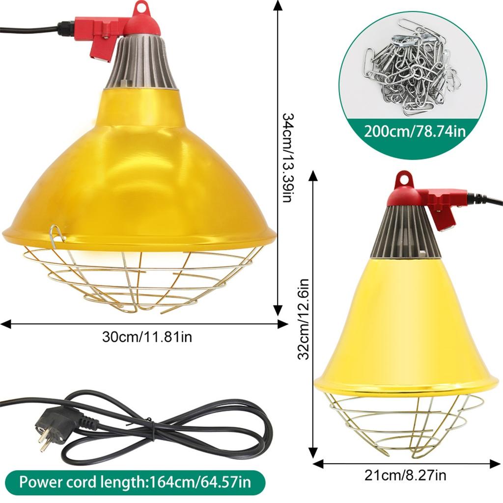Livestock Pig Brood Warmer Heating Lamp Shade Adjustable Temperature Farm Poultry Goose Pig Cultivation Heat Preservation Lamp