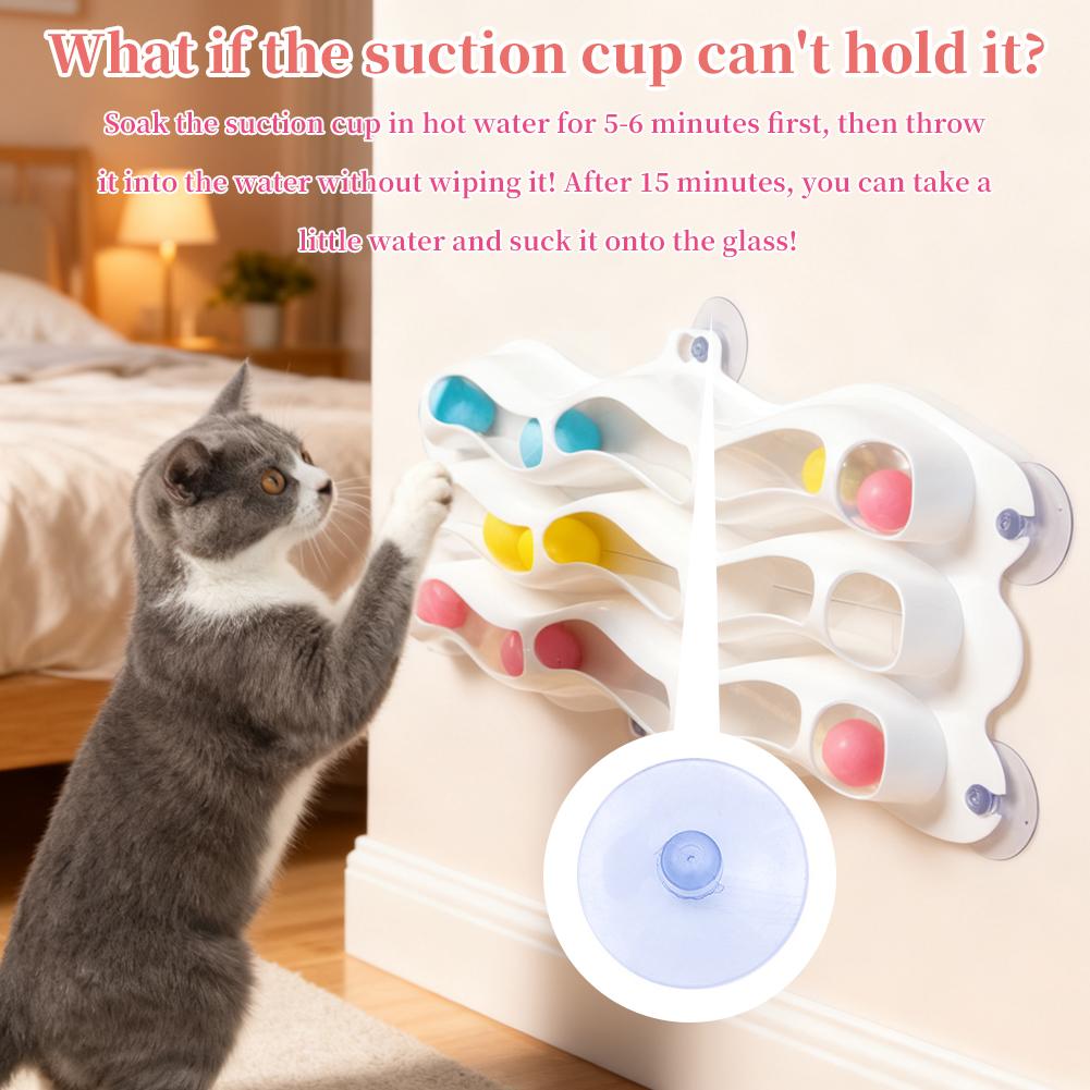 Pet Three-Tier Cat Suction Cup Window Sill Track Toy Ball Cat  Exercise Brain-Teasing Toy Wall-Mounted Self-Entertaining Toy
