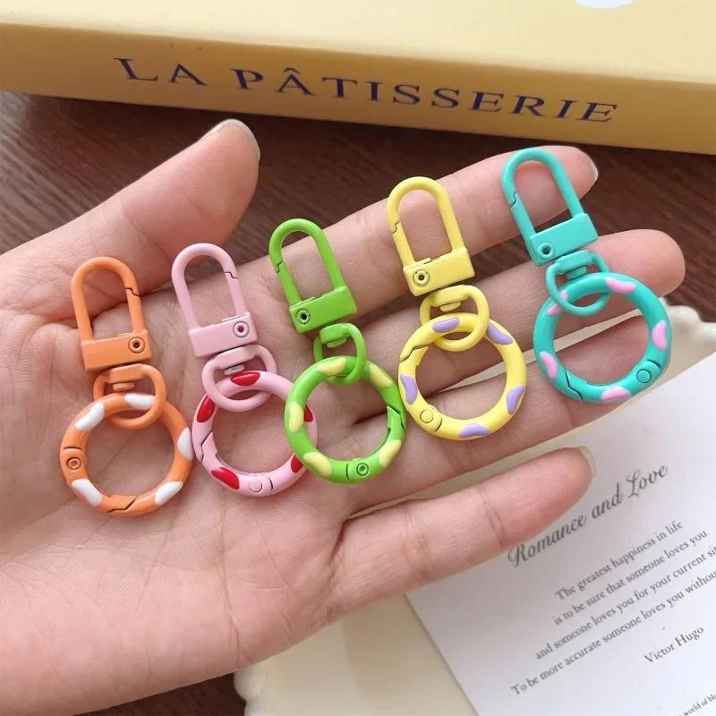 10/1pcs New Color Alloy Keychains Handmade DIY Bead Jewelry Accessories Luggage Keychains Spring Buckles Pendants