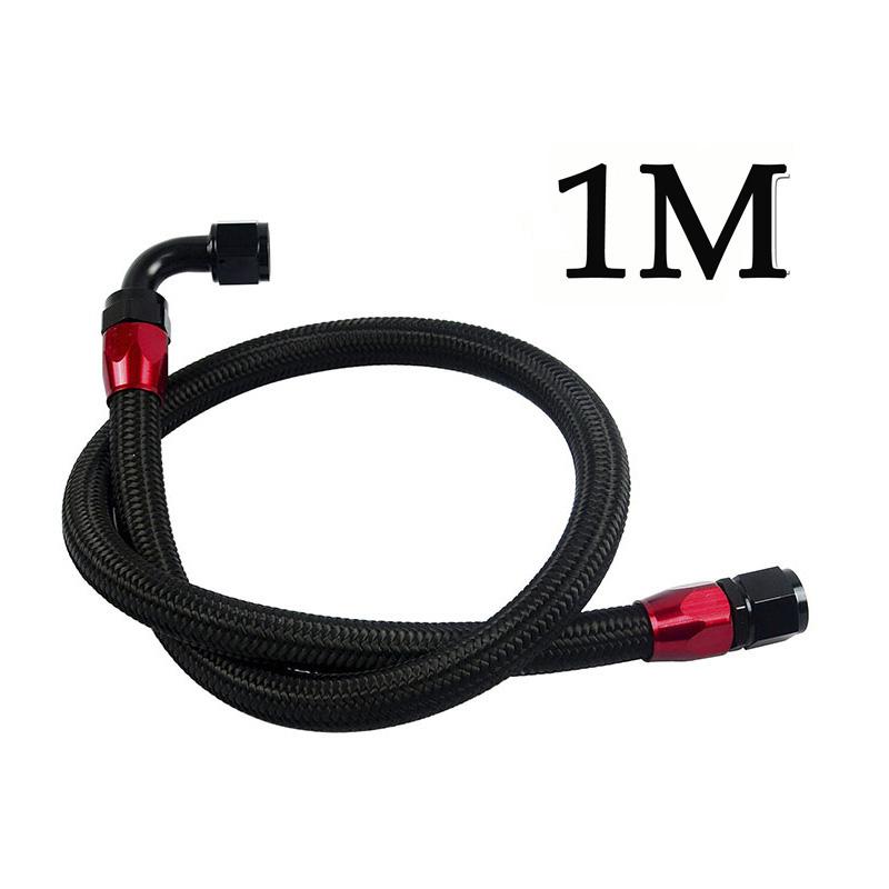 

PQY - AN10 1M/1.2M/1.4M Stainless Steel Brained Oil Hose Line Hose Tube With 0Degree 90Degree Swivel Hose End Fitting Installed 1m black