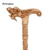 Yellow Dragon Wooden Single Joint Fashion Wood Stick Decorative Cospaly Cane Halloween Crutch Wand Crosier 90cm