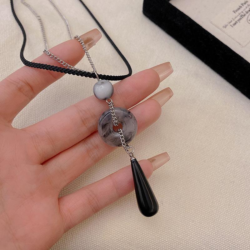 New Chinese Retro Safety Buckle Fringed Necklace Female Antique Zen Collarbone Chain with