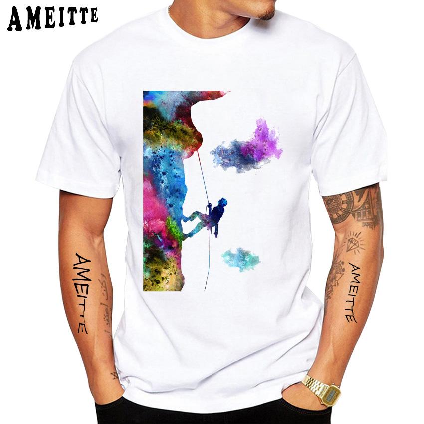 Rock Climbing Climber Funny 3d Print Classic Men T-Shirt New Men Short Sleeve Summer Sport White Casual Tees Hip Hop Tops