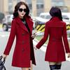 Women Wool Double Breasted Coat Elegant Long Sleeve Work  Fashion Jacket